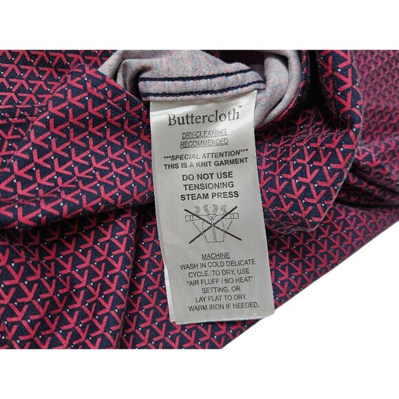 Buttercloth Geometric Flip Cuff Button Up Shirt Men's 3XL Regular Fit Red - Picture 9 of 12